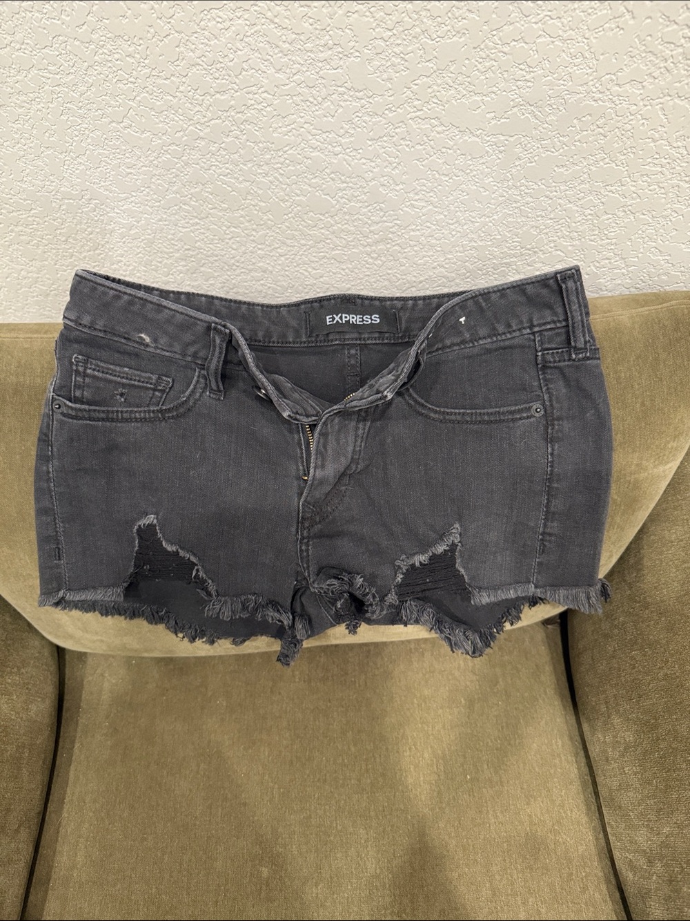 Express Women's Black Distressed Denim Cutoff Shorts